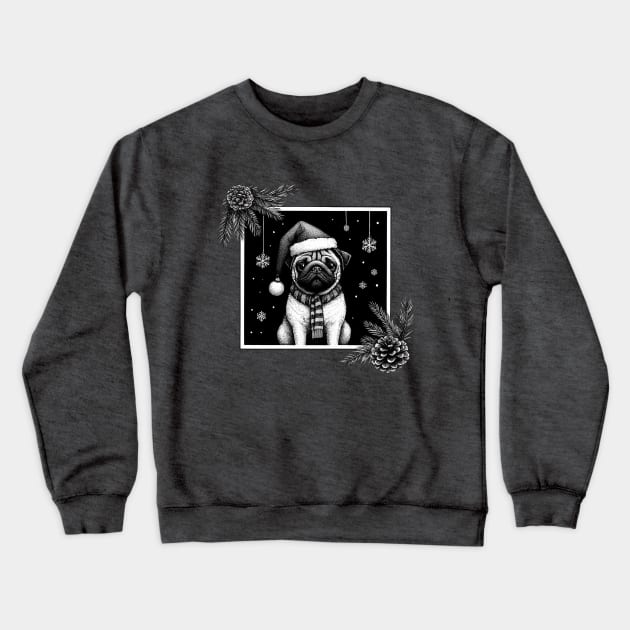 Gothic Christmas Pug Crewneck Sweatshirt by Pickledjo